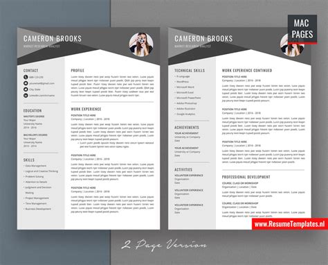 For Mac Pages: Professional CV Template / Resume Template for Mac Pages, Cover Letter, Modern ...