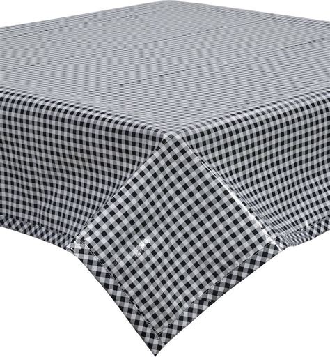 Square Oilcloth Tablecloth Black Gingham With Black Gingham - Etsy