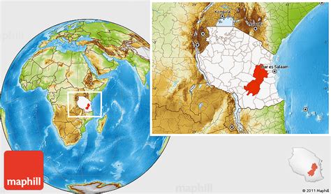 Physical Location Map of Morogoro, highlighted country, within the entire country