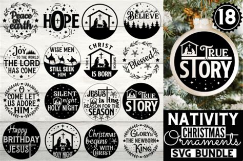 Nativity Christmas Ornament SVG Bundle Graphic by Design's Dark ...