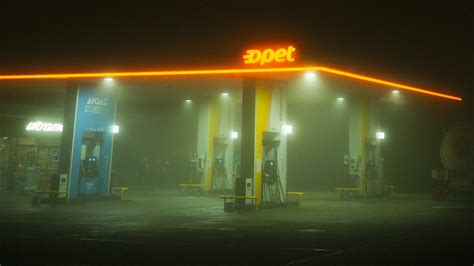 Gas Station on a Foggy Night · Free Stock Photo