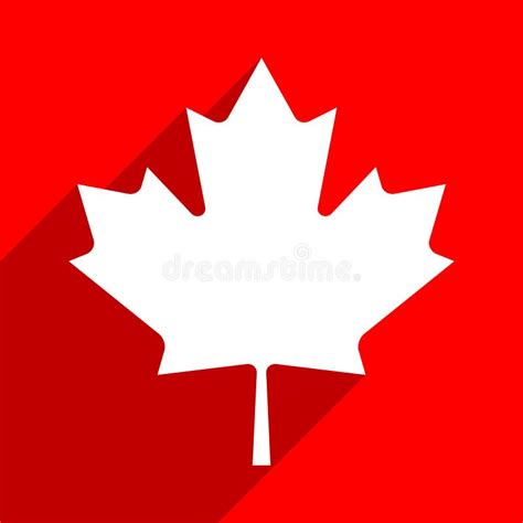 Canadian Flag the Maple Leaf Symbol with Long Shadow on Square Designed in Flat Style Stock ...