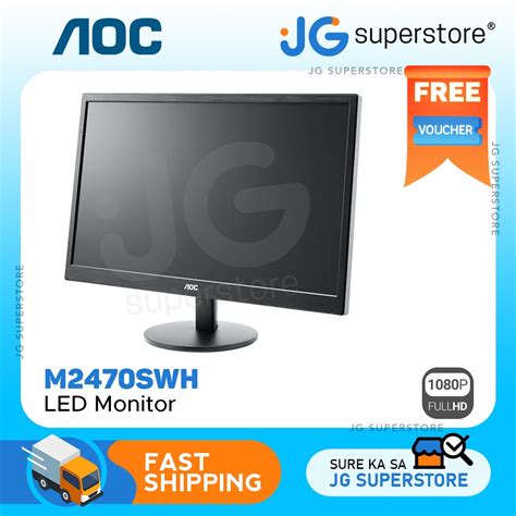 AOC 23.6-in 1080p 60Hz LED Computer Monitor w/ Built-In Speakers HDMI VGA In + 3.5mm Out ...