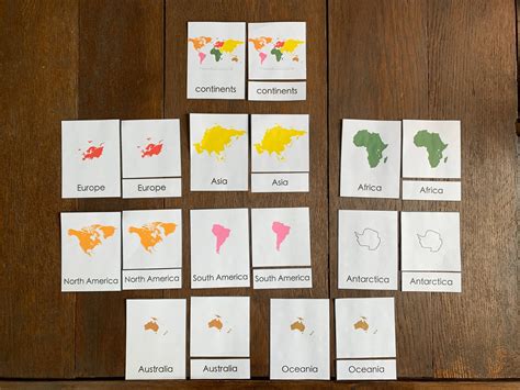 Montessori Continents Map & 3-Part Cards Free Printable – MOMtessori Life