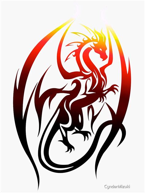 "Dragon Silhouette - Fire" Sticker by CynderMizuki | Redbubble