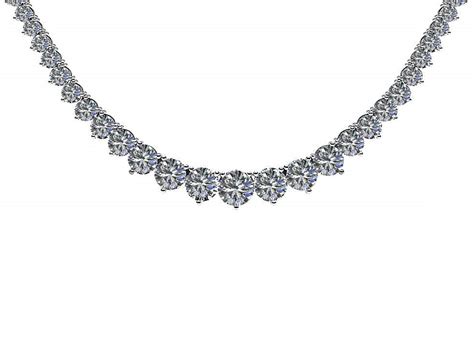 NANA - Sterling Silver & Graduated CZ 3/prong Tennis Necklace, 18" - platinum-plated-silver ...