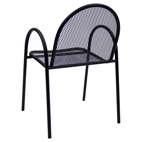 Black Metal Mesh Patio Arm Chair