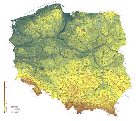 Large detailed physical map of Poland | Poland | Europe | Mapsland ...