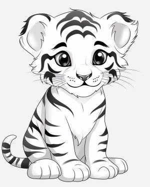 Baby Snow Tiger Coloring Pages