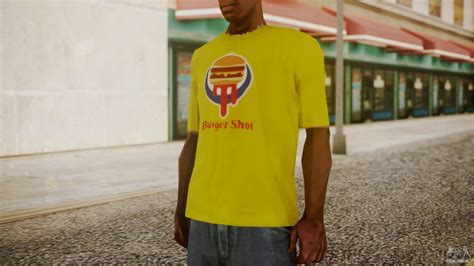 Burger Shot T-shirt Yellow para GTA San Andreas