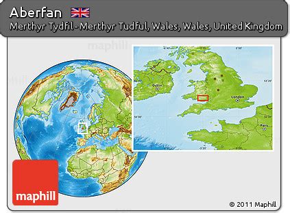 Free Physical Location Map of Aberfan