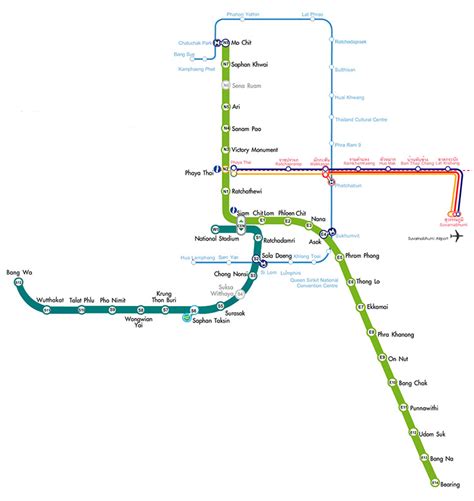 BTS Sky Train Map - Stations on the BTS lines in Bangkok