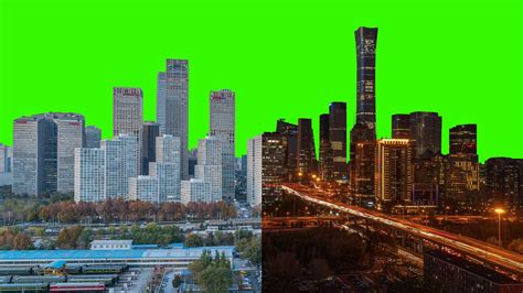 City Day to Night Time Lapse Green Screen [Real 4K Skyline] - YouTube