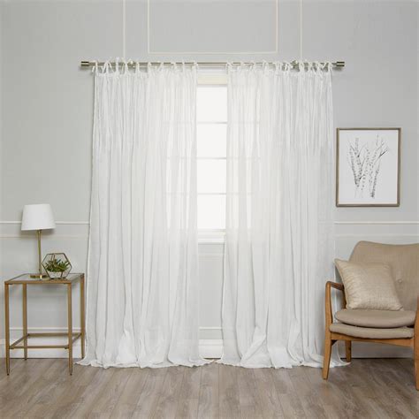 84 in. L White Faux Linen Tie Top Pinch Pleat Curtain-PINCHPLEAT_PIPPIN_LINEN-84-WHITE - The ...