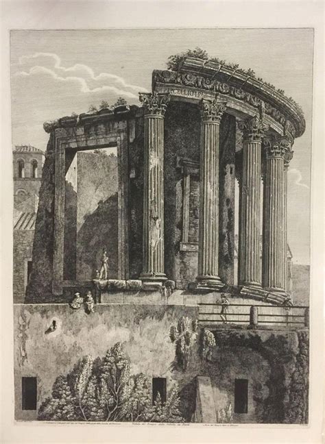 Luigi Rossini - Veduta del Tempio della Sibilla a Tivoli - Original Etching by L. Rossini - 1824 ...