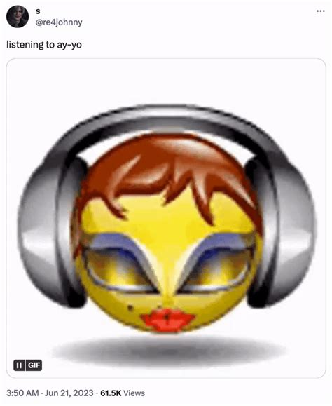 listening to ay-yo | Girl Emoji With Headphones GIF | Know Your Meme