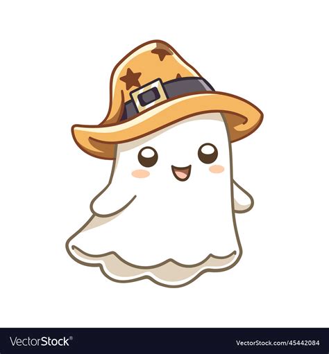 Cute ghost wearing witch hat costume clipart Vector Image