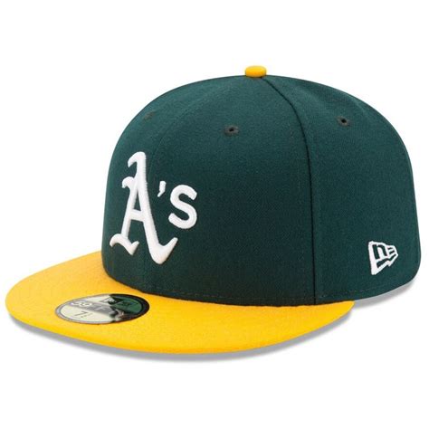 Men's New Era Green/Yellow Oakland Athletics Home Authentic Collection On-Field 59FIFTY Fitted ...