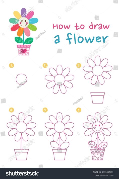 1,891 Step By Flower Drawing Images, Stock Photos & Vectors | Shutterstock