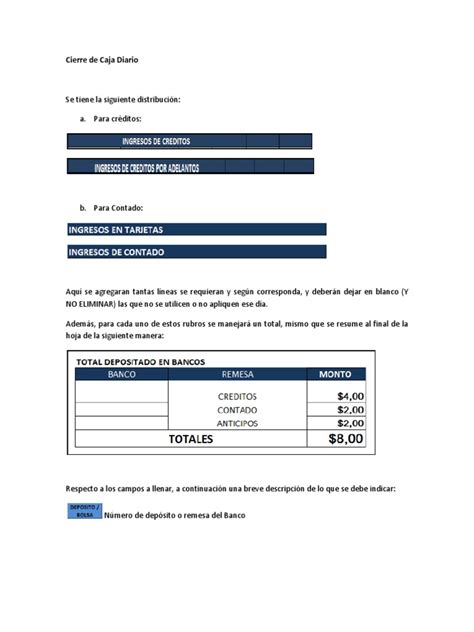 Cierre de Caja Diario | PDF | Bancario | Bancos