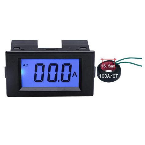 Lcd Display Digital Ammeter Ac 100a Current Amperemeter Amp Panel Gauge Testing Meter Blue ...