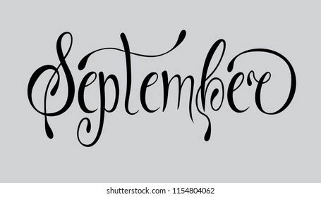 September Lettering Typography Modern September Calligraphy: vector de stock (libre de regalías ...