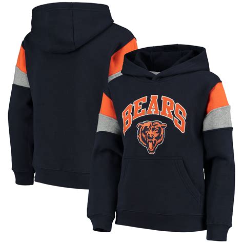 Youth Navy Chicago Bears Retro Color Block Pullover Hoodie