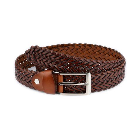 Buy Cognac Brown Braided Belt For Men | LeatherBeltsOnline.com