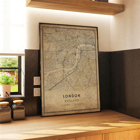 London Vintage Map Print London Map England Map Art - Etsy