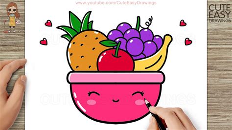 How to Draw a Cute Fruit Basket, Easy Drawings - YouTube