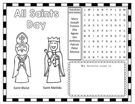 Awesome and Free All Saints Day Activity Sheet Printable | All saints ...