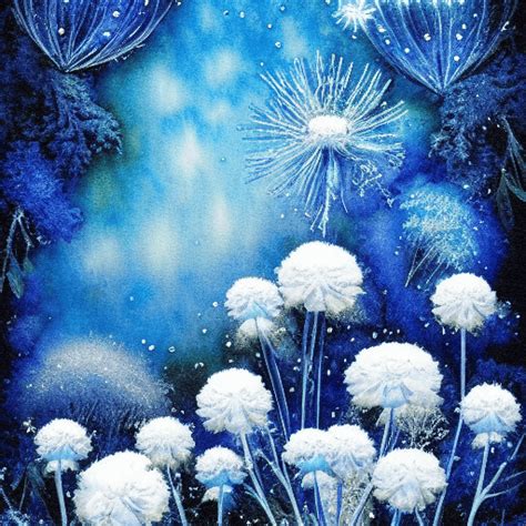 Beautiful Blue Landscape with Glittering Snow · Creative Fabrica