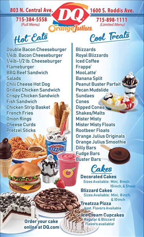 Dairy Queen Menu and Prices | Dairy queen blizzard flavors, Bbq beef sandwiches, Food