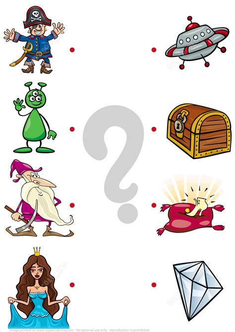 Match Cartoon Characters with Their Objects Puzzle | Free Printable ...