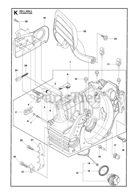 Husqvarna 445 II - Husqvarna Chainsaw CRANKCASE Parts Lookup with ...