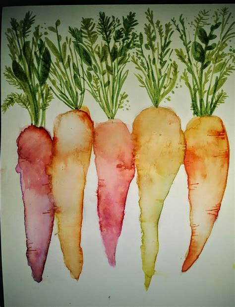 Carrot water color painting | Watercolor paintings, Watercolor, Painting