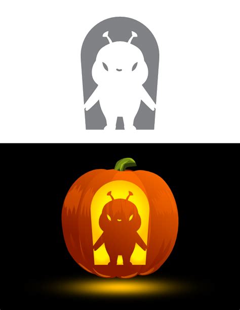 Printable Adorable Alien Pumpkin Stencil