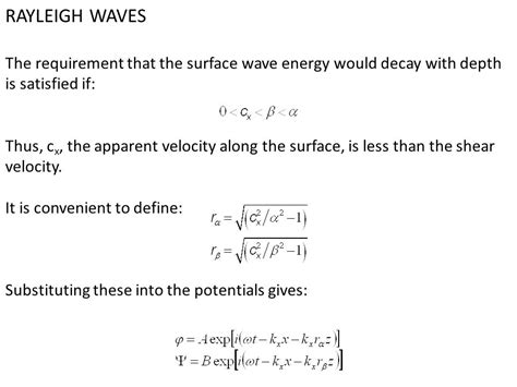 Rayleigh Wave Equation