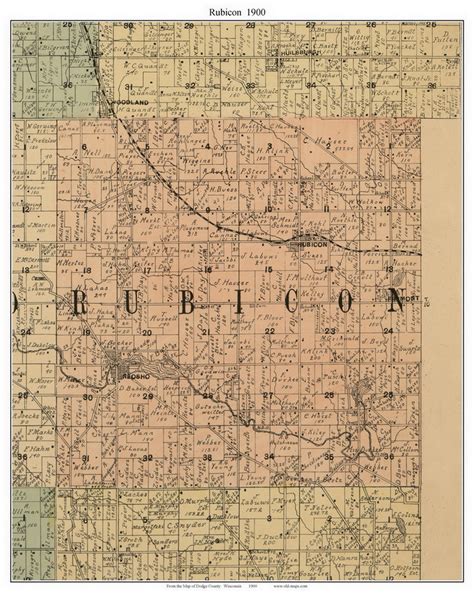 Rubicon, Wisconsin 1900 Old Town Map Custom Print - Dodge Co. - OLD MAPS