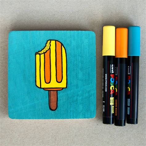 (@tarianart) on Instagram: “Playing with paint markers on wood. . #popsicle #paintmarkers #posca ...