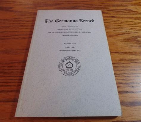 The Germanna Record No.4 1963 Genealogy John Jacob Rector 1714 Germanna ...