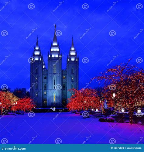 Salt Lake City Temple Square Christmas Lights Stock Photo - Image: 43976628