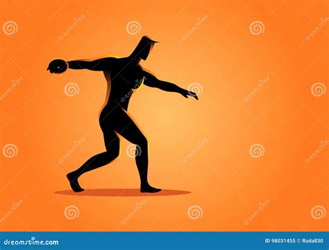 Silhouette of a Discus Throw Athlete Stock Vector - Illustration of cartoon, vector: 98031455