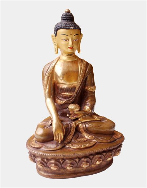 Gold Plated Gautam Buddha Statue, Nepal- 8 Inch High