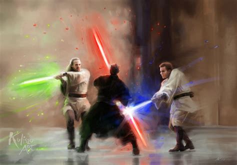 Duel of the Fates Print Qui-gon and Obi-wan Vs. Darth Maul - Etsy