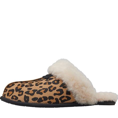 Buy UGG Womens Scuffette II Calf Hair Leopard Print Slippers Chestnut Leopard