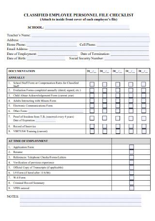 22+ SAMPLE Employee File Checklists in PDF | MS Word