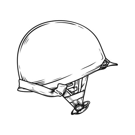 Hand drawn military helmet vector illustration on white background ...