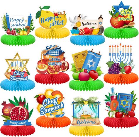 Amazon.com: Harloon 12 Pcs Sukkot Decorations Honeycomb Centerpieces ...