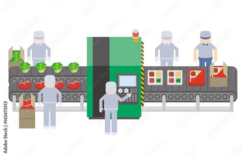 food processing plant concept, frozen food factory Stock Vector | Adobe ...